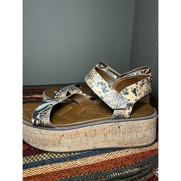 Franco Sarto Ozio Snakeskin Reptile Printed Platform Ankle Strap Sandal size 10 - Picture 5 of 9